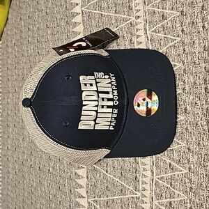 BNWT, The Office Dunder Mifflin Inc. Paper Company Adjustable Hat, Navy & White